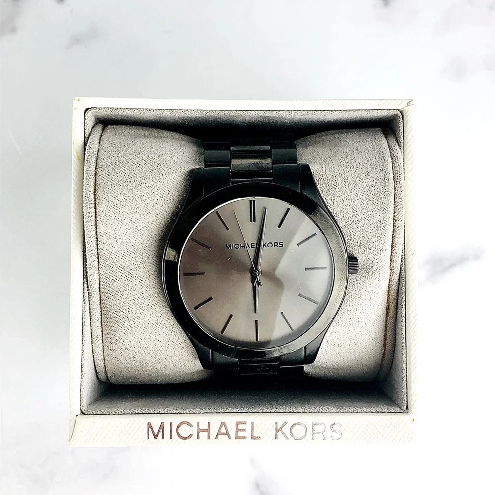 Black on Black Michael Kors Unisex Slim Watch - Picture 1 of 4